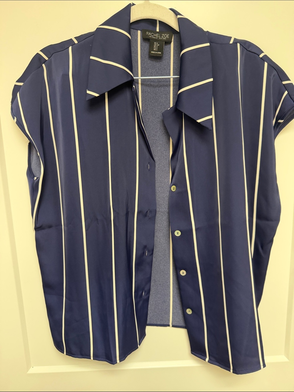 Rachel Zoe Navy and Cream Striped sleeveless Blouse